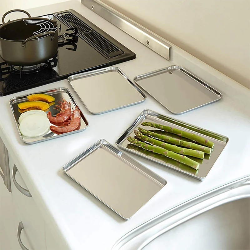 AFBC 4 Sets of Baking Tray, Stainless Steel Square Plate, Dish, Japanese Dish, Stainless Steel, Shallow Dish, Barbecue Tray
AFBC 4 Sets of Baking Tray, Stainless Steel Square Plate, Dish, Japanese Dish, Stainless Steel, Shallow Dish, Barbecue Tray