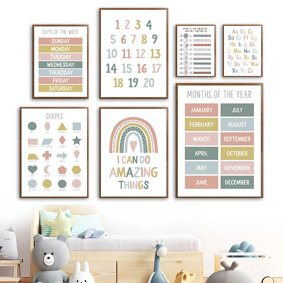 Alphabet Number Rainbow Shape Education Cartoon Wall Art Canvas Painting Nordic Posters And Prints Wall Pictures Kids Room Decor
Alphabet Number Rainbow Shape Education Cartoon Wall Art Canvas Painting Nordic Posters And Prints Wall Pictures Kids Room Decor