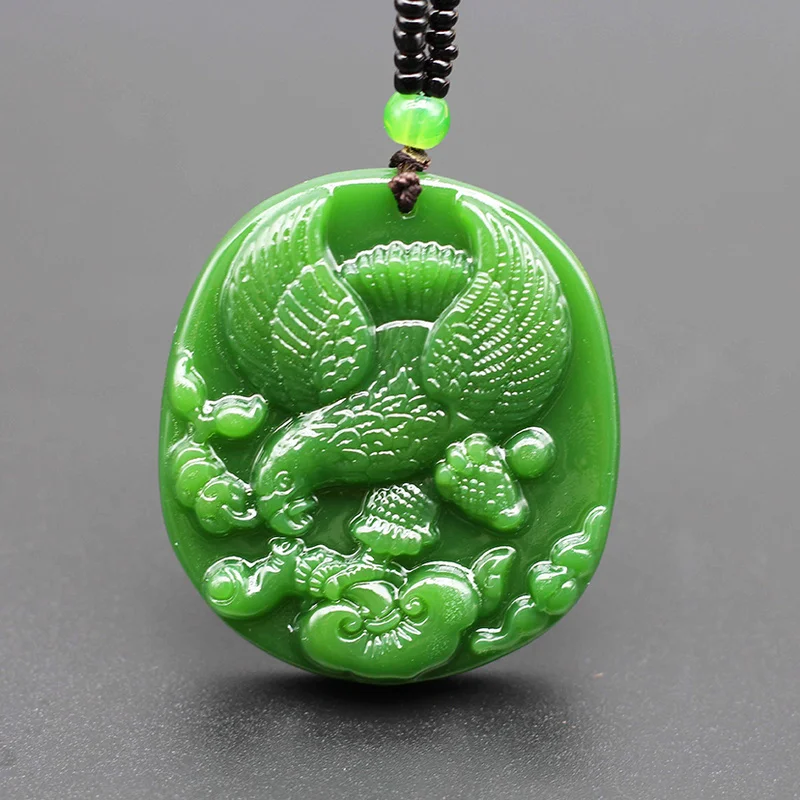 Natural Green Jade Eagle Pendant Necklace Chinese Hand-Carved Charm Jadeite Jewellery Fashion Amulet for Men Women Lucky Gifts
Natural Green Jade Eagle Pendant Necklace Chinese Hand-Carved Charm Jadeite Jewellery Fashion Amulet for Men Women Lucky Gifts