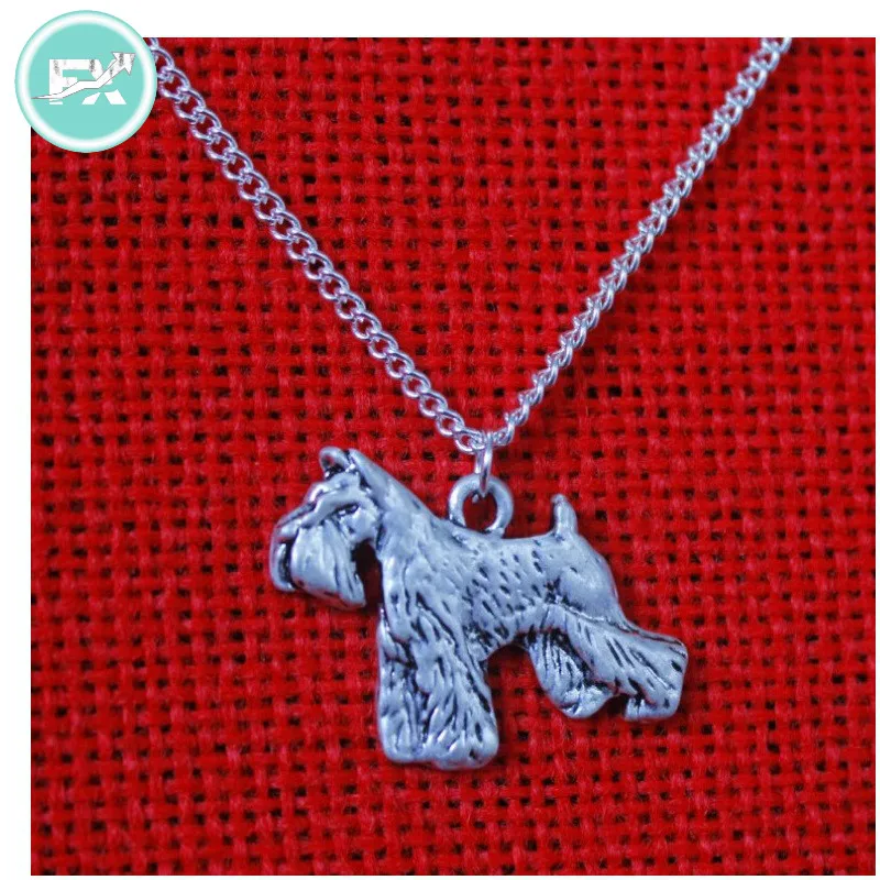 

G.SKY (Buy One Get One More for Free) Schnauzer Dog Necklace Handmade Necklace Embossed Pendant Jewelry Plated