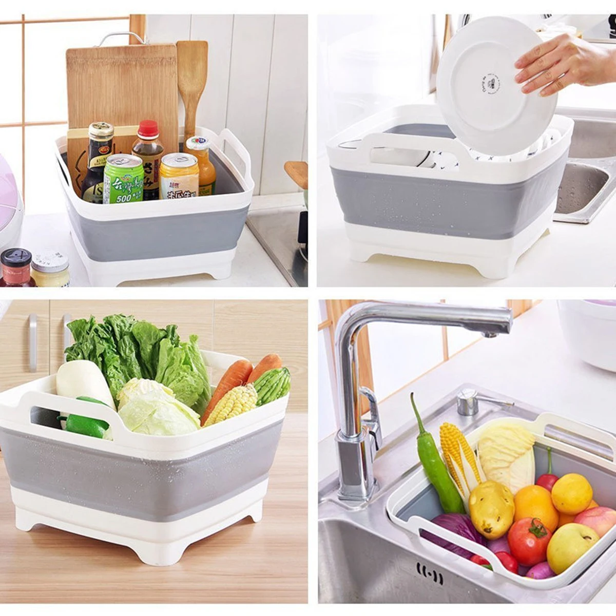 Folding Wash Basin Silicone Dish Tub Collapsible with Drain Plug Carry Handles Washing Basin Drainer Sink Colander for Camping
Folding Wash Basin Silicone Dish Tub Collapsible with Drain Plug Carry Handles Washing Basin Drainer Sink Colander for Camping
