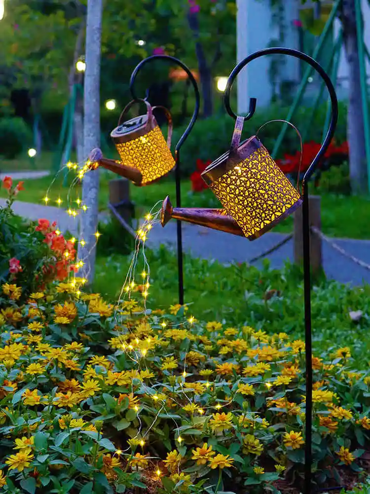 Solar Lamp Watering Can Lamp With Lights String Garden Ornament Light Art Decals Iron Shower Garden Yard Decorations Lawn Lamp
Solar Lamp Watering Can Lamp With Lights String Garden Ornament Light Art Decals Iron Shower Garden Yard Decorations Lawn Lamp