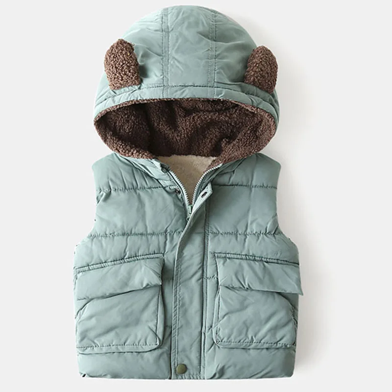New Cotton Vest Baby Autumn/Winter Jacket Solid Color Cartoon Cute Hooded Collar Children's Thickened Warm Zipper Jacket
New Cotton Vest Baby Autumn/Winter Jacket Solid Color Cartoon Cute Hooded Collar Children's Thickened Warm Zipper Jacket