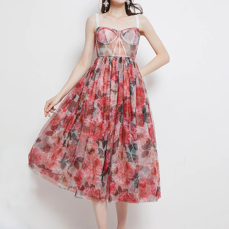 Women Floral Print Evening Dress Summer Elegant Sleeveless High Waist Spaghetti Strap Midi Banquet Dress for Party
Women Floral Print Evening Dress Summer Elegant Sleeveless High Waist Spaghetti Strap Midi Banquet Dress for Party