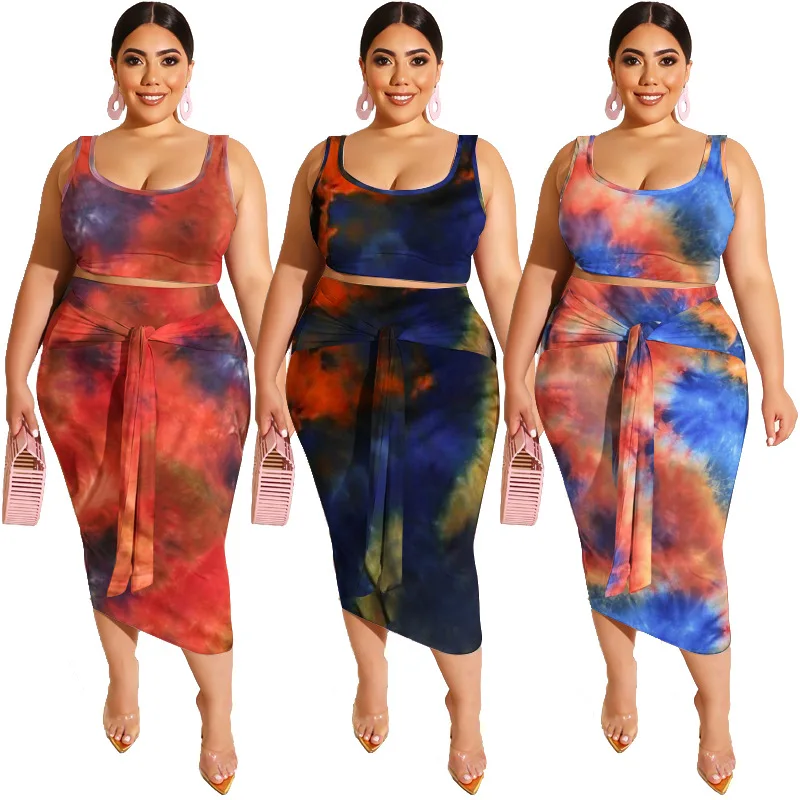 Wholesale Dropshpping Large Size New Design Fashion Women's Tie-dye Printing Tight Casual Long Skirt Two-piece Suit
Wholesale Dropshpping Large Size New Design Fashion Women's Tie-dye Printing Tight Casual Long Skirt Two-piece Suit