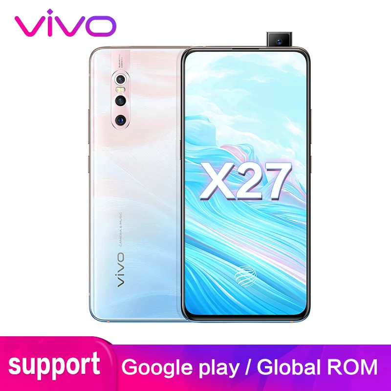 Vivo X27 поддержка глобальной rom Google Play 48.0MP мобильный телефон 8 Гб 128 ГБ 6 39 "полный