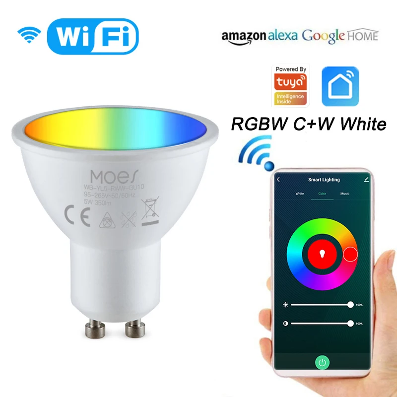 WiFi 5W GU10 Dimmable Led Lamps RGBW C+W White Smart LED Light Bulbs APP Tuya Smart Life Remote Control With Alexa Google Home
WiFi 5W GU10 Dimmable Led Lamps RGBW C+W White Smart LED Light Bulbs APP Tuya Smart Life Remote Control With Alexa Google Home