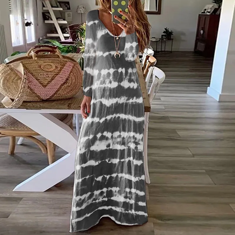 Autumn Sexy Women Boho Loose Strped Gradient Dresses Print Color Elegant Holiday Fashion Maxi Long Sleeve Ladies Party 2019 5XL
Autumn Sexy Women Boho Loose Strped Gradient Dresses Print Color Elegant Holiday Fashion Maxi Long Sleeve Ladies Party 2019 5XL
