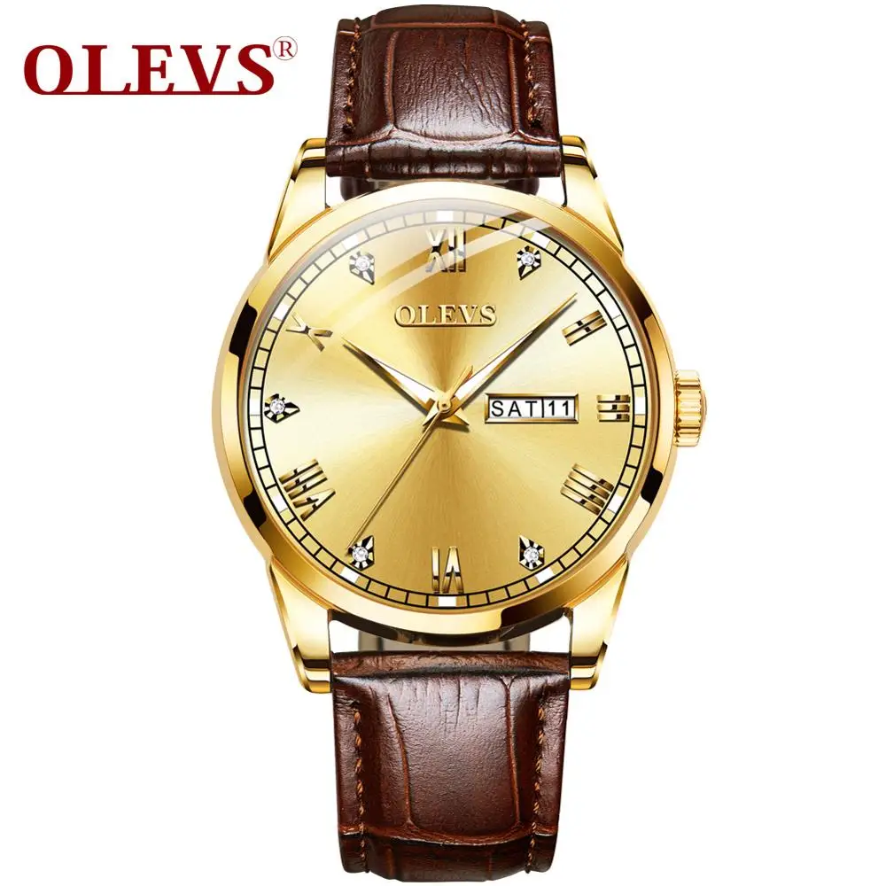 OLEVS 6896 Luxury Classic Men Leather Waterproof Watches Fashion Business Double Calendar Men's Wristwatches
OLEVS 6896 Luxury Classic Men Leather Waterproof Watches Fashion Business Double Calendar Men's Wristwatches