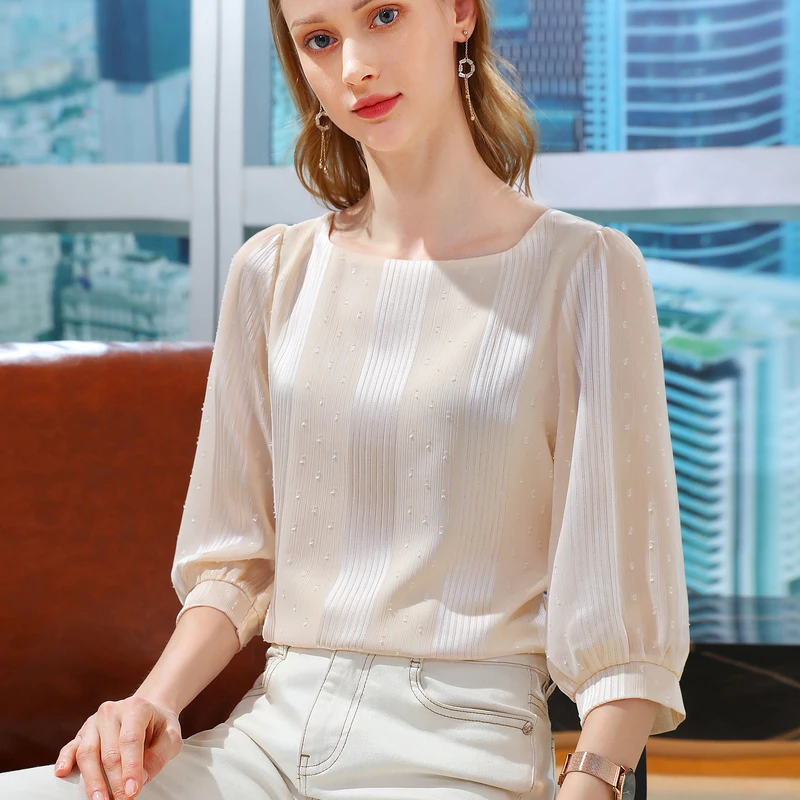 2021 New Women's Spring Autumn Chiffon Shirt Three-Quarter Sleeves Elegant Western Style Small Shirt Shirt French Blouse Women
2021 New Women's Spring Autumn Chiffon Shirt Three-Quarter Sleeves Elegant Western Style Small Shirt Shirt French Blouse Women