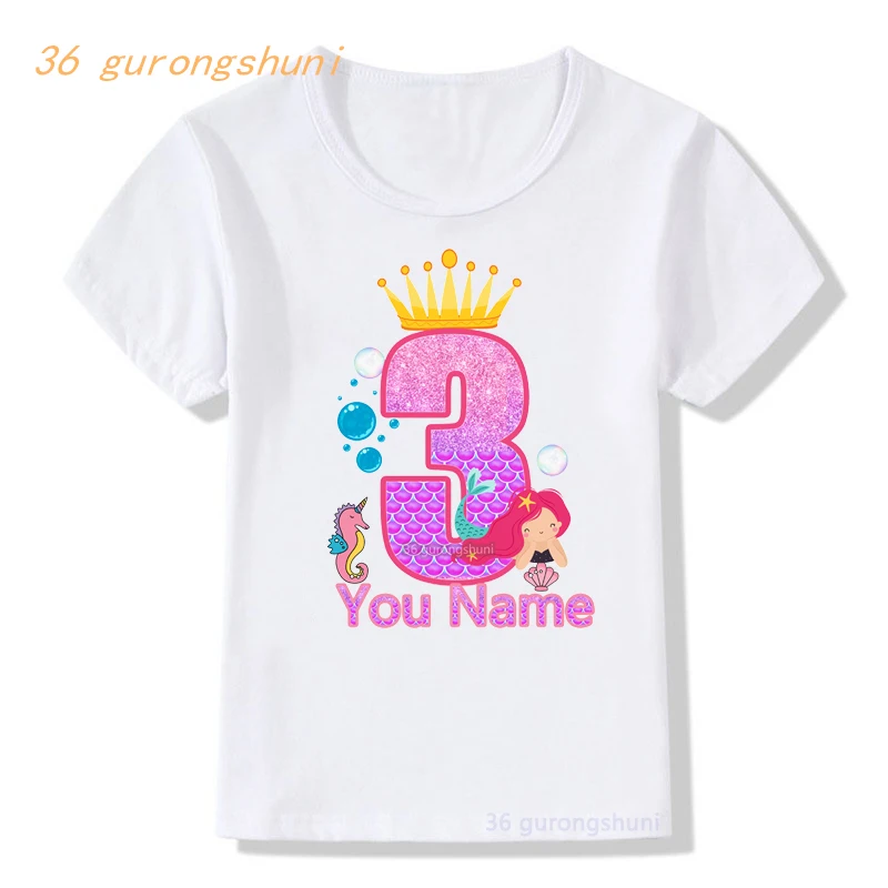 Детская футболка для мальчиков футболки детей принцессы с русалкой девочек 2 3 4 5 6