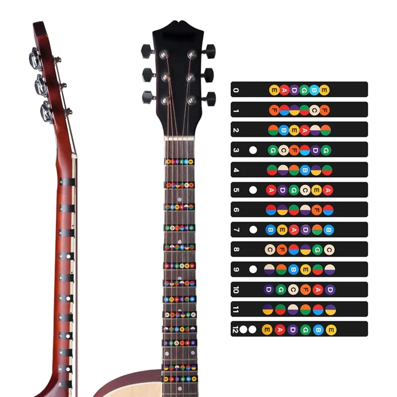 69HD Fretboard наклейки для акустической гитары бас Note Chord Decal Back Map начинающих обучения |