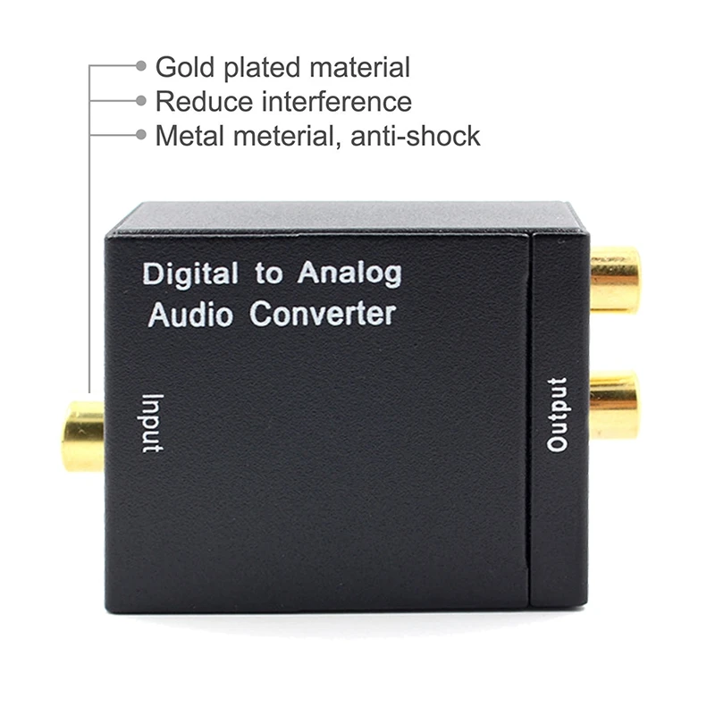 Digital Optical Coaxial Toslink Signal to Analog Audio Converter Adapter RCA Digital To Analog Audio Converter Black
Digital Optical Coaxial Toslink Signal to Analog Audio Converter Adapter RCA Digital To Analog Audio Converter Black