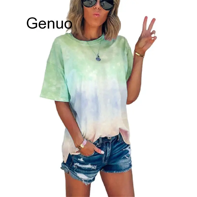Loose Casual Women Gradient Color Print Tshirt Short Sleeve Summer 2020 New Fashion Tie-dye Print Short T-Shirts Plus Size Shirt
Loose Casual Women Gradient Color Print Tshirt Short Sleeve Summer 2020 New Fashion Tie-dye Print Short T-Shirts Plus Size Shirt
