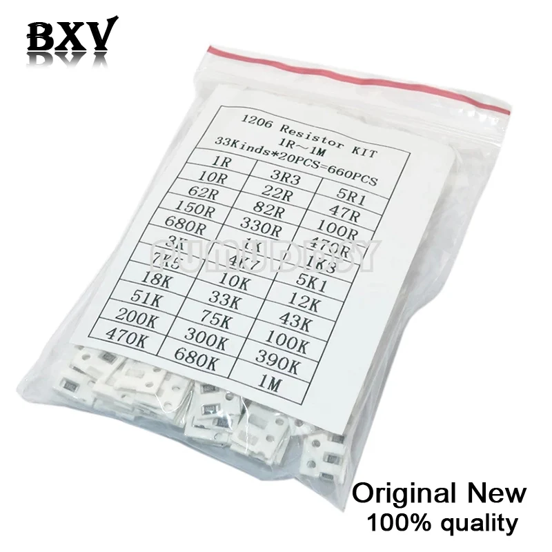 Комплект резисторов 1206 SMD в ассортименте, 1 Ом-1М Ом 1% 33 значения X 20 шт. = 660 шт., набор образцов IBUW
Комплект резисторов 1206 SMD в ассортименте, 1 Ом-1М Ом 1% 33 значения X 20 шт. = 660 шт., набор образцов IBUW