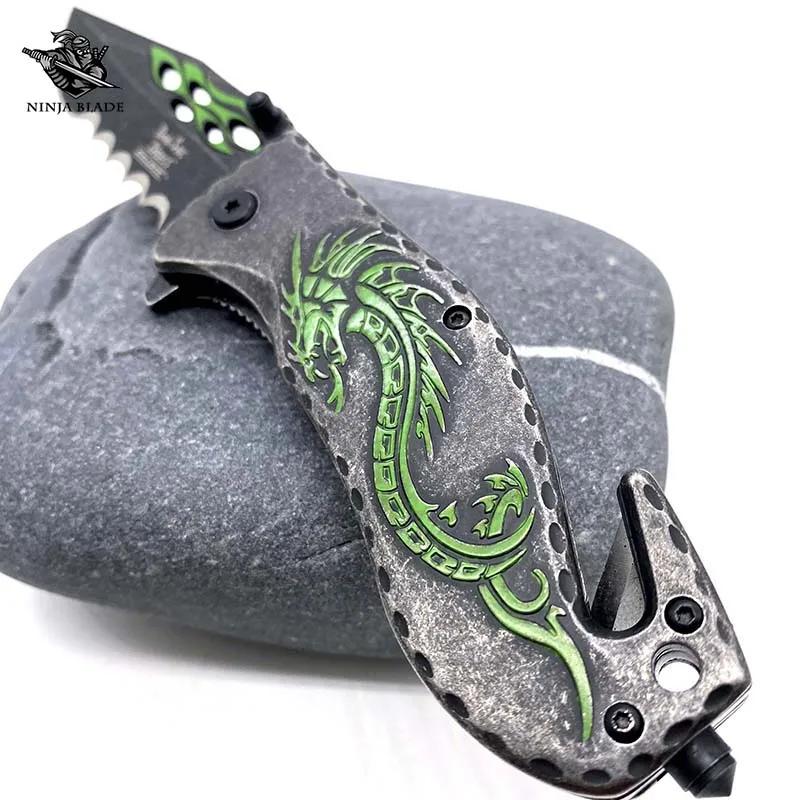 Green Dragon Texture Outdoor Folding Knife Collection 440C Stainless Steel Stone Washing Craft Outdoor Essential
Green Dragon Texture Outdoor Folding Knife Collection 440C Stainless Steel Stone Washing Craft Outdoor Essential