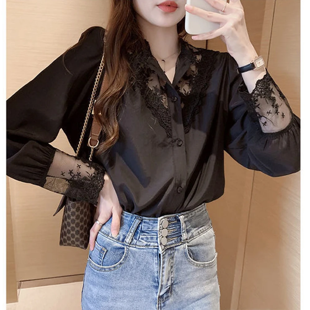 White Blouse Floral Lace Patchwork Shirts Long Sleeve Button Up Shirt O Neck Hollow Fashion Elegant Black Shirt Casual Office
White Blouse Floral Lace Patchwork Shirts Long Sleeve Button Up Shirt O Neck Hollow Fashion Elegant Black Shirt Casual Office