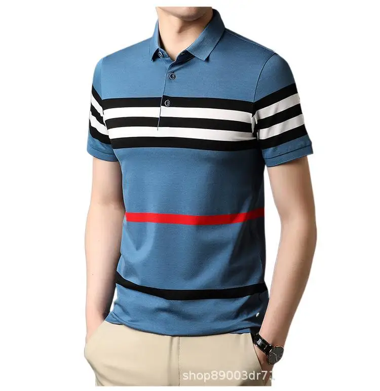 Striped Men's Polo Shirt Slim Fit Short Sleeve T-shirt Men's Lapel Korean Casual Knitted Bottomed Shirt Camisetas
Striped Men's Polo Shirt Slim Fit Short Sleeve T-shirt Men's Lapel Korean Casual Knitted Bottomed Shirt Camisetas