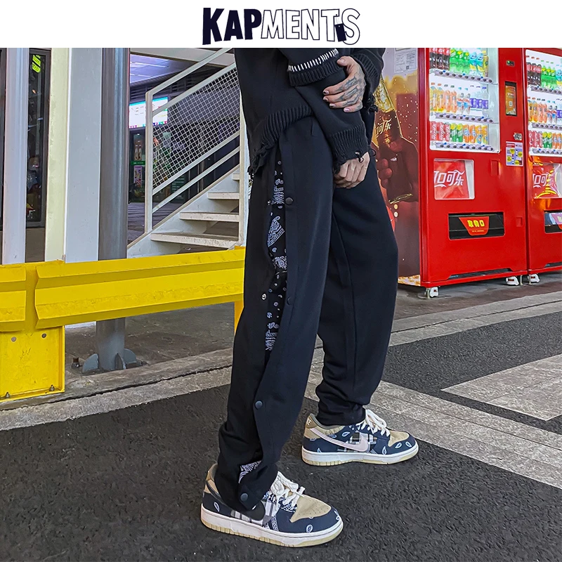 KAPMENTS Men Punk Side Printed Button Patchwork Pants 2022 Spring Mens Fashion Black Streetwear Vintage Joggers Hip Hop Trousers 
KAPMENTS Men Punk Side Printed Button Patchwork Pants 2022 Spring Mens Fashion Black Streetwear Vintage Joggers Hip Hop Trousers