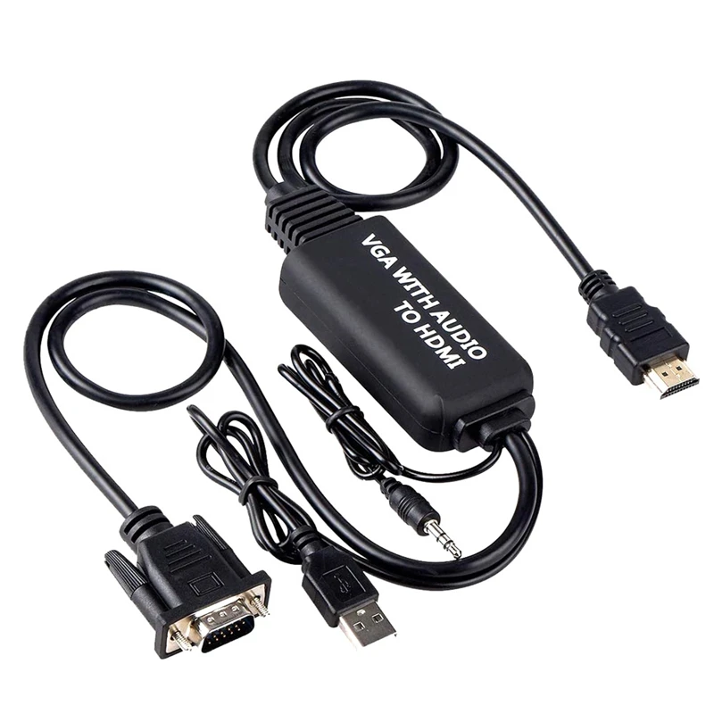 Кабель-адаптер VGA-HDMI для подключения ПК, ноутбука с выходом VGA к монитору, HDTV с входом HDMI-совместимым
Кабель-адаптер VGA-HDMI для подключения ПК, ноутбука с выходом VGA к монитору, HDTV с входом HDMI-совместимым