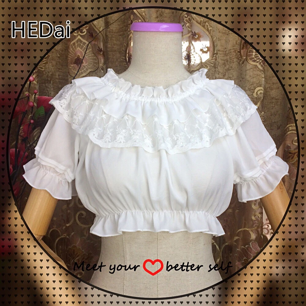 HEDai Lolita Dress With One Shoulder Inside, Chiffon Lace Inside With Lotus Leaf Collar, Round Neck, Short Sleeves, High Waist S
HEDai Lolita Dress With One Shoulder Inside, Chiffon Lace Inside With Lotus Leaf Collar, Round Neck, Short Sleeves, High Waist S