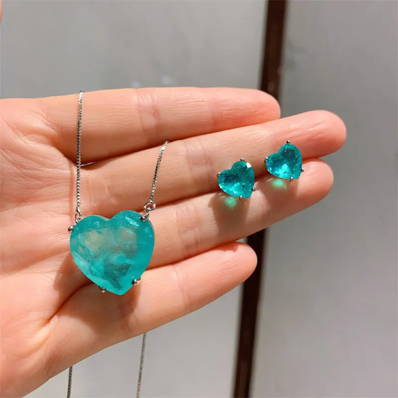 Vintage Blue Paraiba Tourmaline Charms Earring Necklace Jewelry Sets 925 Silver Heart Ocean Star Pendant Necklace Earrings
Vintage Blue Paraiba Tourmaline Charms Earring Necklace Jewelry Sets 925 Silver Heart Ocean Star Pendant Necklace Earrings