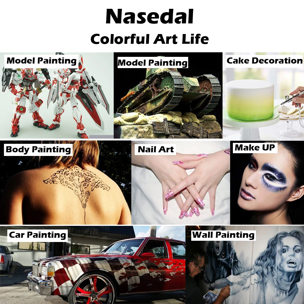 Nasedal 7cc 0.3mm Dual-Action Airbrush Compressor Kit 0.2mm/0.3mm/0.5mm Nail Paint Spray Gun for Cake Make up Body Tattoo Art
Nasedal 7cc 0.3mm Dual-Action Airbrush Compressor Kit 0.2mm/0.3mm/0.5mm Nail Paint Spray Gun for Cake Make up Body Tattoo Art