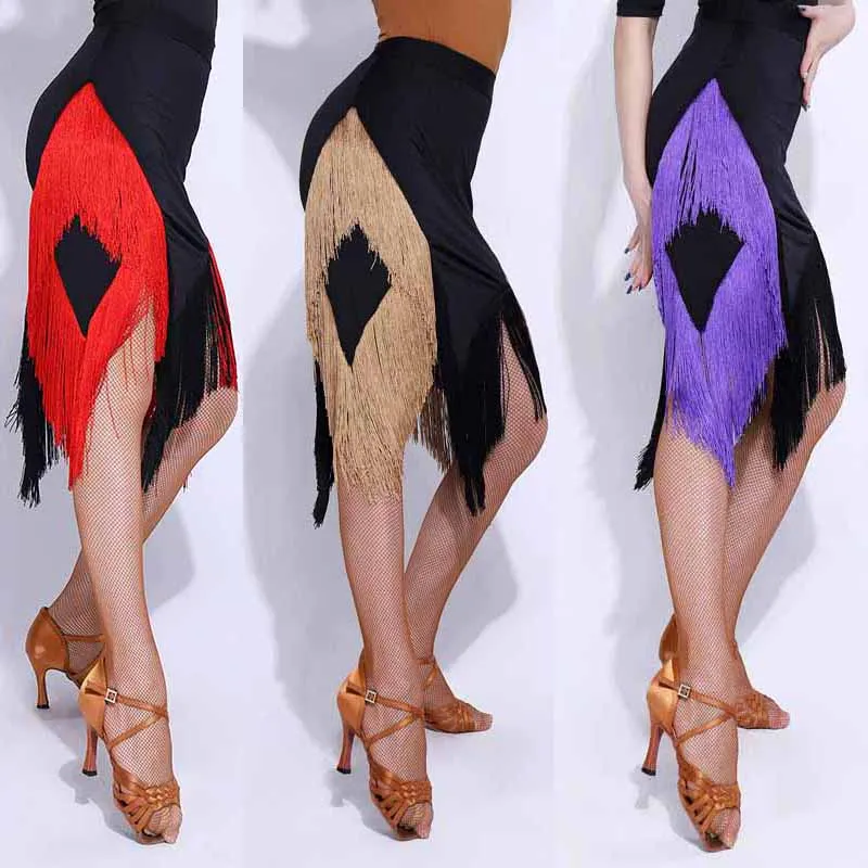 New Latin Dance Skirt Women Slim Tango Cha Rumba Samba Practice Fringe Wear Ballroom Tassel Dancing Clothing PY224 | Тематическая