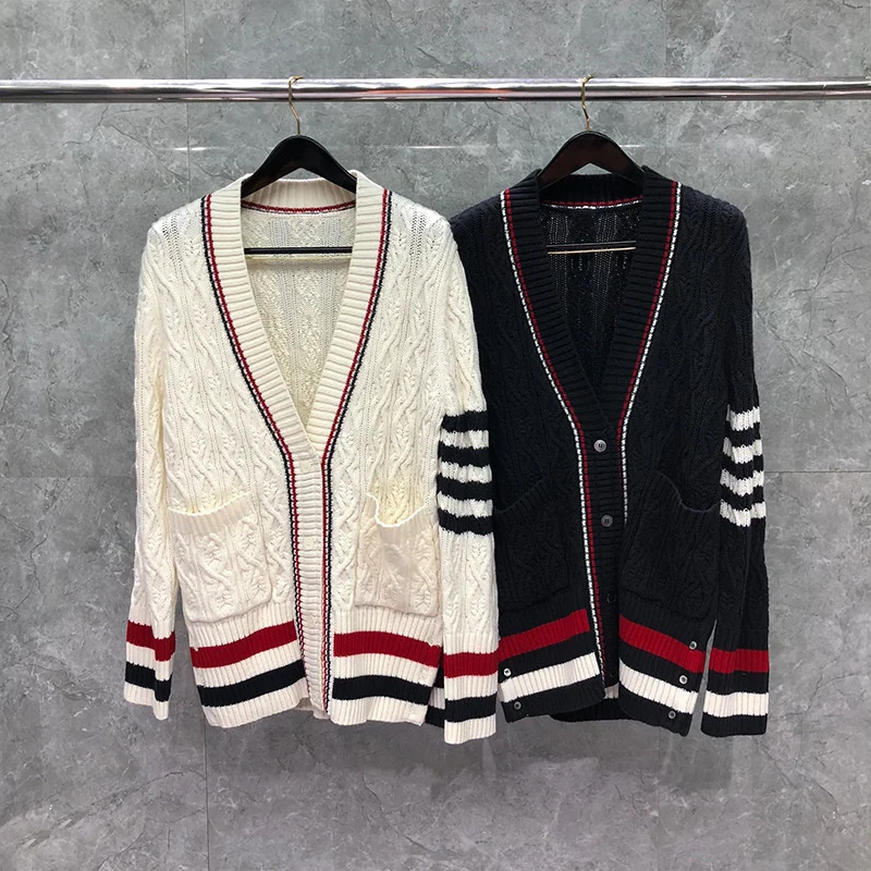 2021 Fashion Brand Sweater Wonen V-Neck Cardigans Clothing Striped Wool Long Thick Autumn Winter Casual Coat
2021 Fashion Brand Sweater Wonen V-Neck Cardigans Clothing Striped Wool Long Thick Autumn Winter Casual Coat