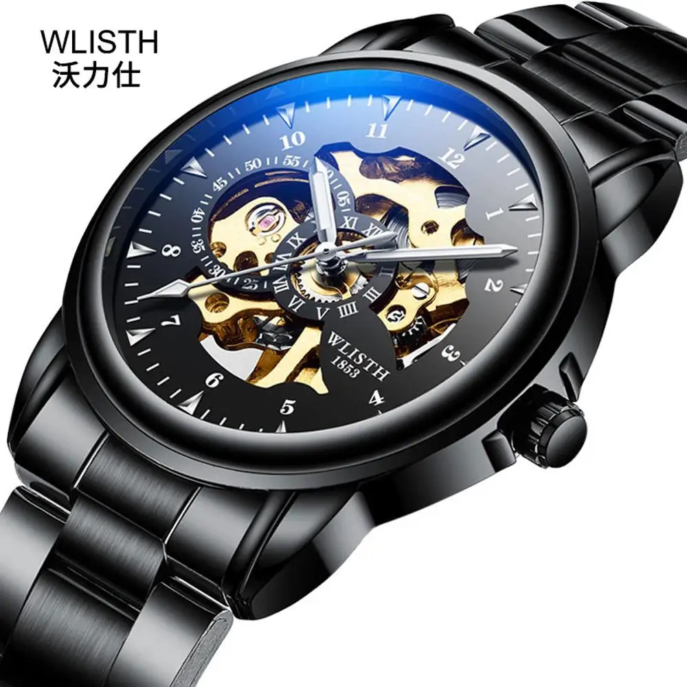 

WLISTH механические часы 2020 бренд класса люкс турбийон наручные часы для мужчин часы Скелет автоматические часы мужские черные мужские часы