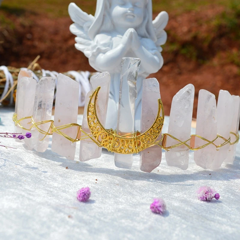 Quartz Crystal Crown Head Hoop Handmade Hair Comb Luxury Head Accessory Gothic Baroque Vintage Headwear for Festivals 
Quartz Crystal Crown Head Hoop Handmade Hair Comb Luxury Head Accessory Gothic Baroque Vintage Headwear for Festivals