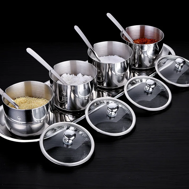 4 Grids/set 304 Stainless Steel Seasoning Pot Set Round Seasoning Pot Seasoning Box Seasoning Box Salt Shaker Spice Tools
4 Grids/set 304 Stainless Steel Seasoning Pot Set Round Seasoning Pot Seasoning Box Seasoning Box Salt Shaker Spice Tools