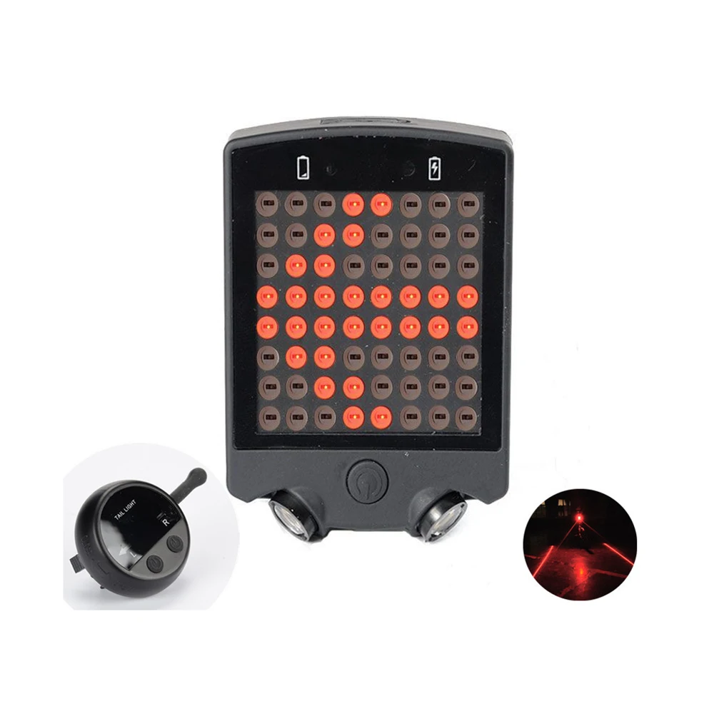 Bicycle Rear Tail Light USB Rechargeable Bike Turn Signals 64 LED Laser Safety Warning Light With Wireless Remote Bike Equipment
Bicycle Rear Tail Light USB Rechargeable Bike Turn Signals 64 LED Laser Safety Warning Light With Wireless Remote Bike Equipment