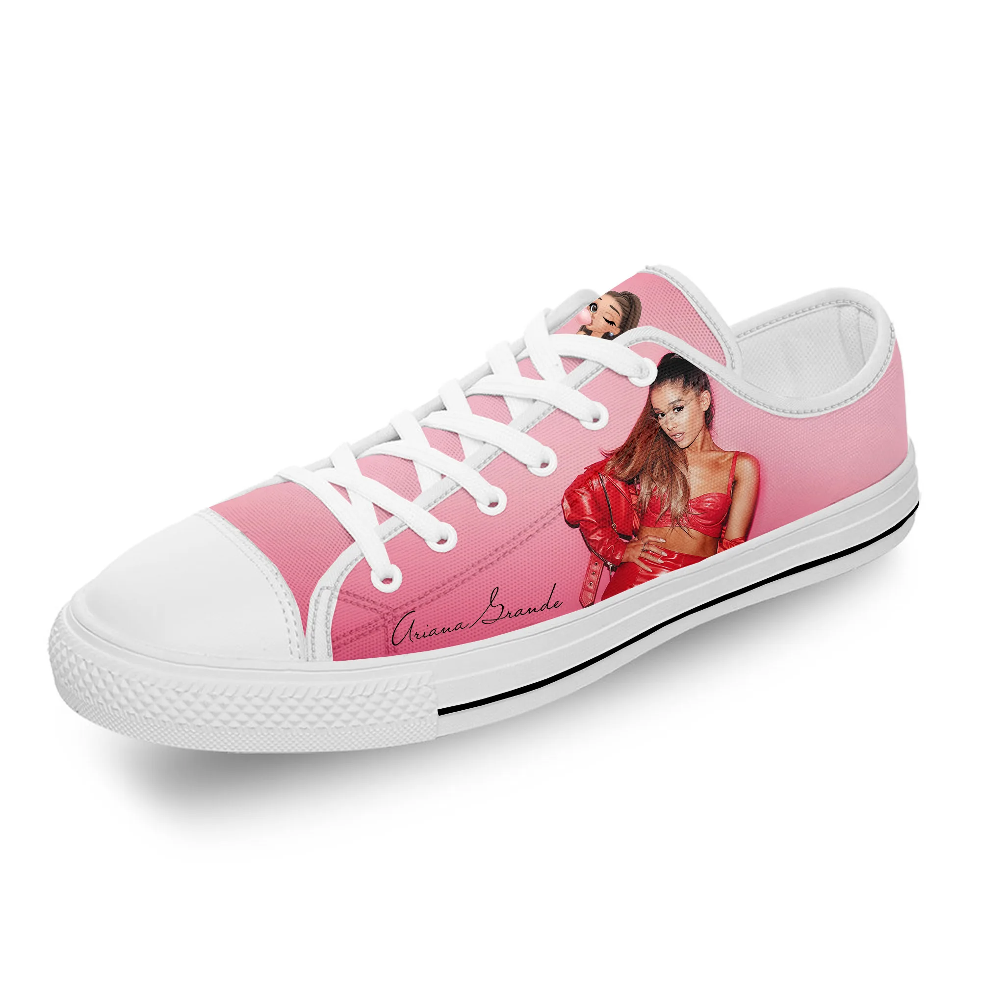 

Белые тканевые кроссовки Grande с 3D принтом музыки поп-певицы Ариана, модная холщовая обувь с низким верхом, легкие дышащие кроссовки для мужчин и женщин