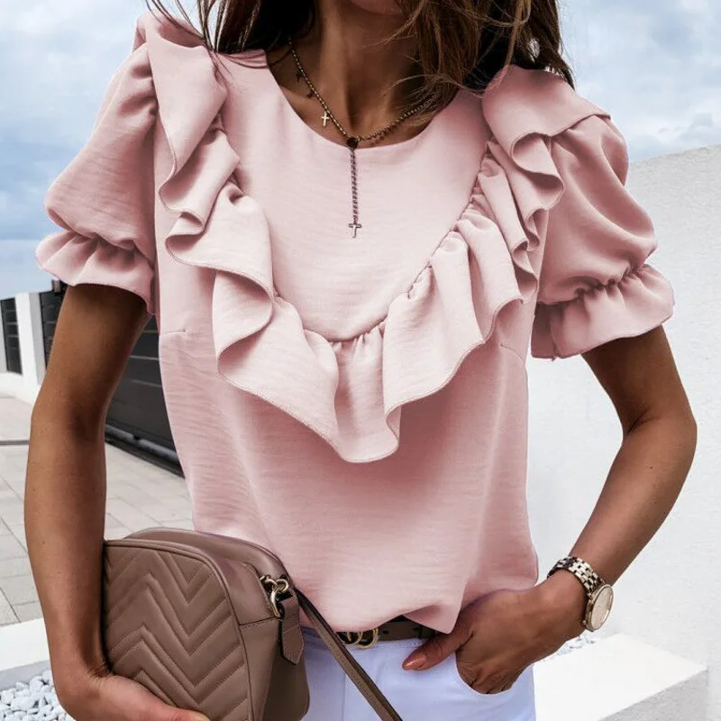 Women Casual Blouse Shirt Crew Neck Ruffle Shirt Bubble Sleeve Short Female High Street Top Blouse Lady Blouse New2020 Plus Size
Women Casual Blouse Shirt Crew Neck Ruffle Shirt Bubble Sleeve Short Female High Street Top Blouse Lady Blouse New2020 Plus Size
