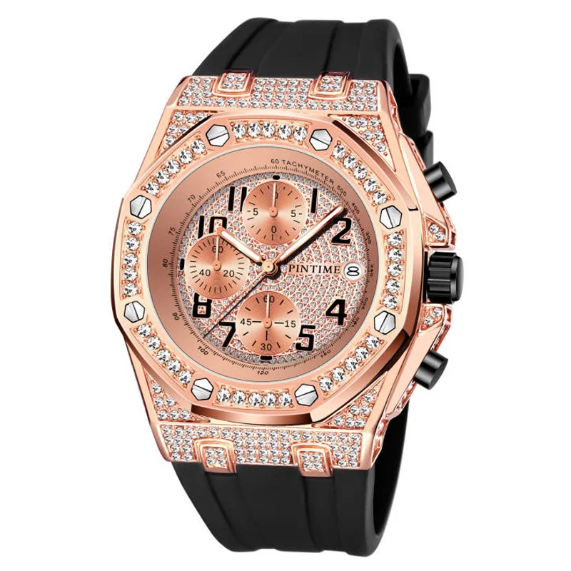 Rose Gold Mens Watches Top Brand Luxury Chronograph Watch Men Diamond Military Sport Wristwatch Male Clock Hip Hop Reloj Hombre
Rose Gold Mens Watches Top Brand Luxury Chronograph Watch Men Diamond Military Sport Wristwatch Male Clock Hip Hop Reloj Hombre