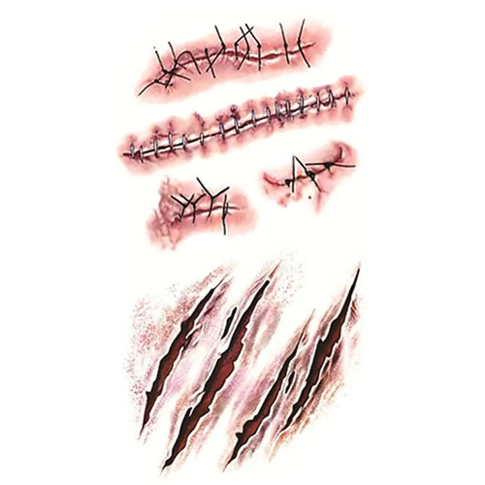 2Pcs Halloween Temporary Tattoo Sticker Newest Terror Realistic Fake Blood Injury Scar Waterproof Fake Tattoos Stickers
2Pcs Halloween Temporary Tattoo Sticker Newest Terror Realistic Fake Blood Injury Scar Waterproof Fake Tattoos Stickers
