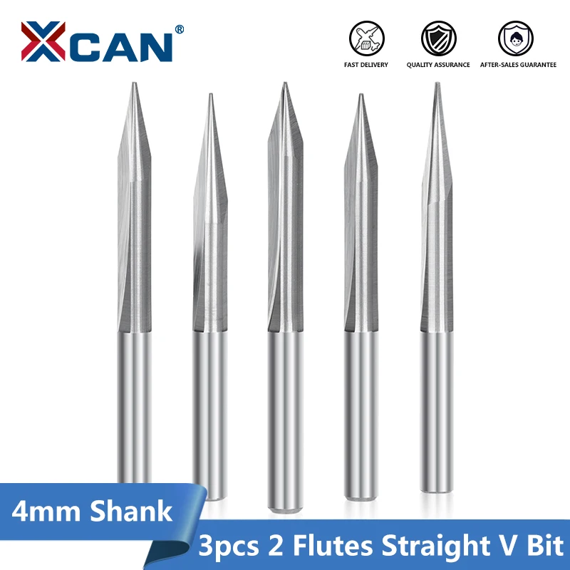 XCAN Wood Engraving Bit 3pcs 20 25 30 Degrees 2 Flutes Straight V Bit 4mm Shank Carbide End Mill CNC Cutter Milling Tool
XCAN Wood Engraving Bit 3pcs 20 25 30 Degrees 2 Flutes Straight V Bit 4mm Shank Carbide End Mill CNC Cutter Milling Tool