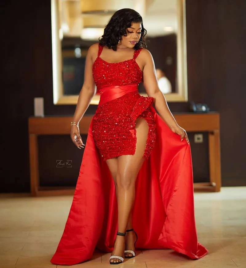 Sexy Short Prom Dresses With Detachable Train Sequin African Formal Mermaid Knee Length Women Party Cocktail Gowns
Sexy Short Prom Dresses With Detachable Train Sequin African Formal Mermaid Knee Length Women Party Cocktail Gowns