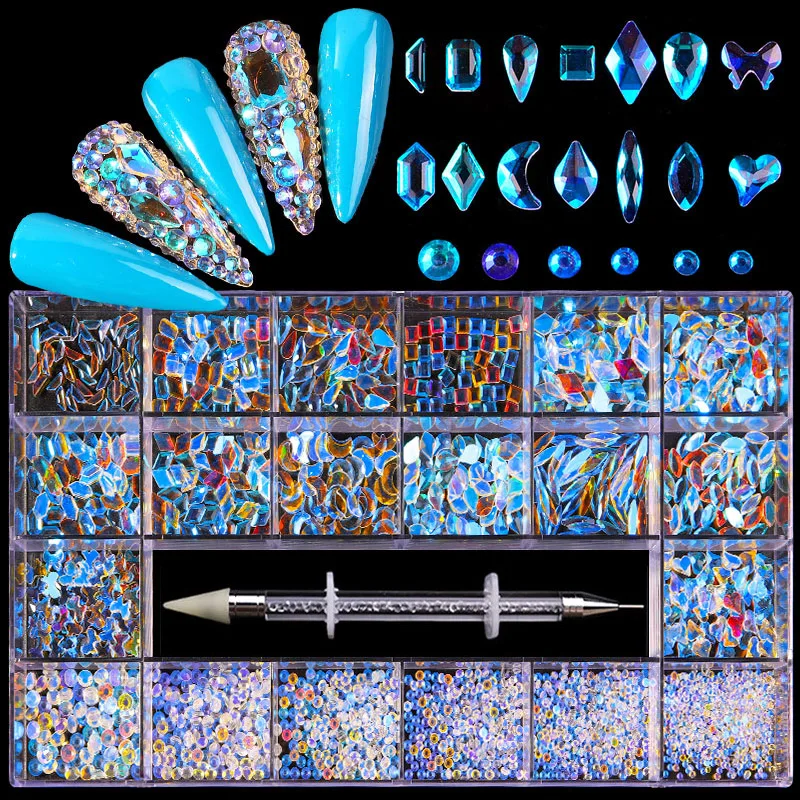 8 Models 21Grids Crystal AB 3D Flatback Glass Nail Art Rhinestones Fancy Shaped Crystals Stones for DIY Nails Art Decorations
8 Models 21Grids Crystal AB 3D Flatback Glass Nail Art Rhinestones Fancy Shaped Crystals Stones for DIY Nails Art Decorations