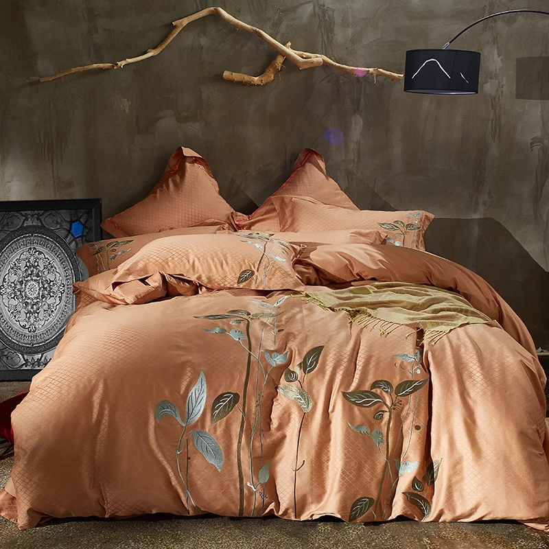 60S Satin Egyptian Cotton Jacquard Bedding Set Exquisite Flower Embroidery Duvet Cover Cotton Bed Linen Fitted Sheet Pillowcases
60S Satin Egyptian Cotton Jacquard Bedding Set Exquisite Flower Embroidery Duvet Cover Cotton Bed Linen Fitted Sheet Pillowcases