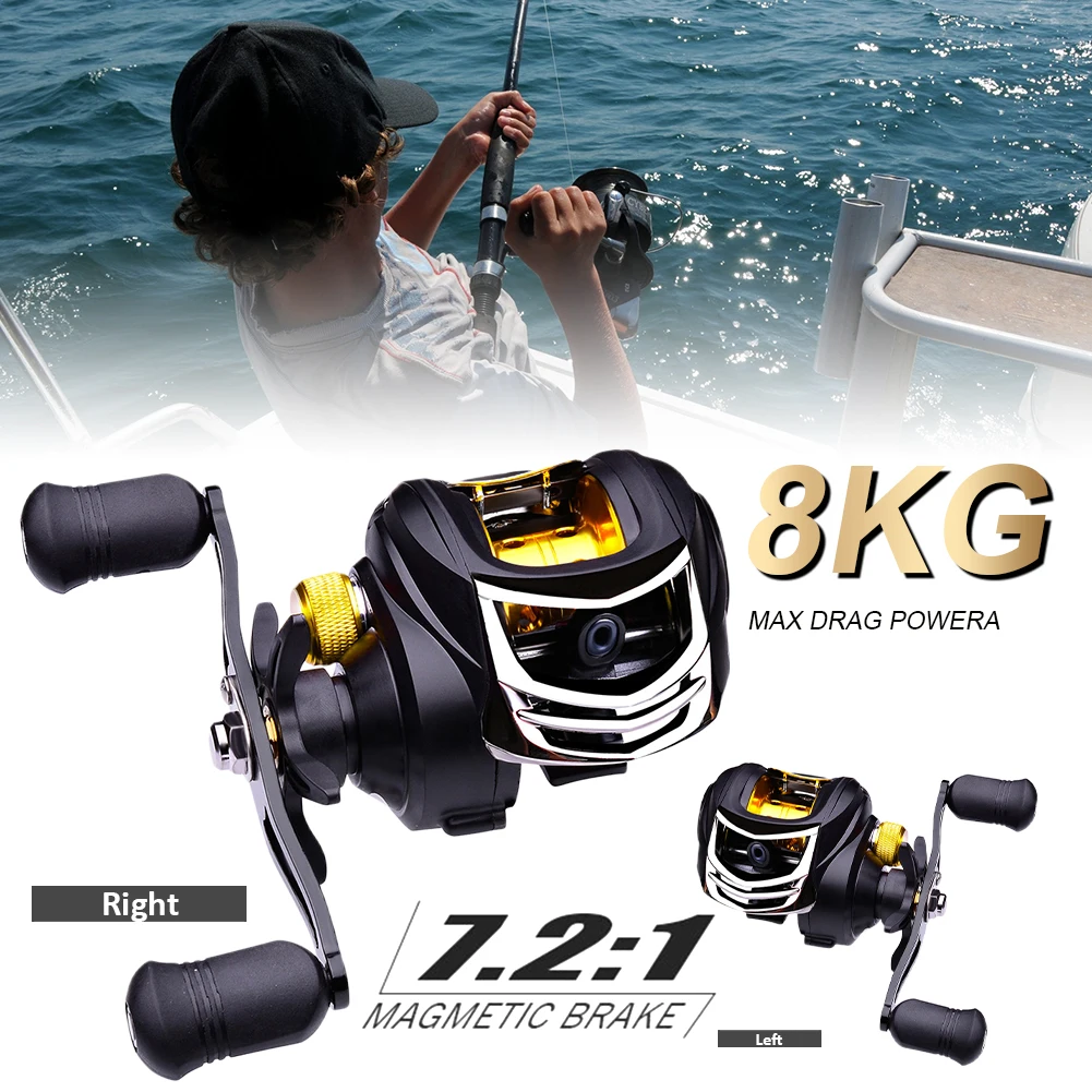 Baitcasting Fishing Reel 7.2:1 Metal High Speed Lure Reel Magnetic Brake System Portable Easy Carrying Fishing Wheel Tackle
Baitcasting Fishing Reel 7.2:1 Metal High Speed Lure Reel Magnetic Brake System Portable Easy Carrying Fishing Wheel Tackle