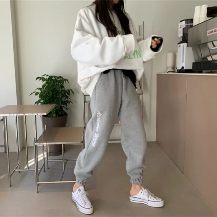 Miss Don't Gray Sports Pants Female Loose Tappered High Waist Drooping Slimming and Straight Wide Leg Leisure Sweatpants Ins
Miss Don't Gray Sports Pants Female Loose Tappered High Waist Drooping Slimming and Straight Wide Leg Leisure Sweatpants Ins