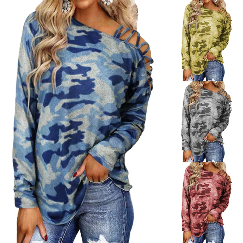 Women Loose T-Shirt Autumn and Winter Fashion Long Sleeve Off Shoulder Camouflage Printing Shirts Tops Plus Size
Women Loose T-Shirt Autumn and Winter Fashion Long Sleeve Off Shoulder Camouflage Printing Shirts Tops Plus Size