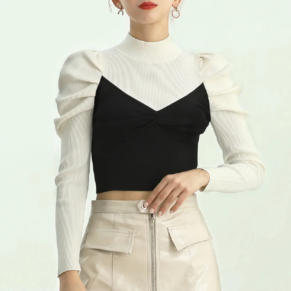 Big-brand knit stitching white tight-fitting women's tops T-shirts 2021New ladies summer fashion high-quality all-match pullover
Big-brand knit stitching white tight-fitting women's tops T-shirts 2021New ladies summer fashion high-quality all-match pullover