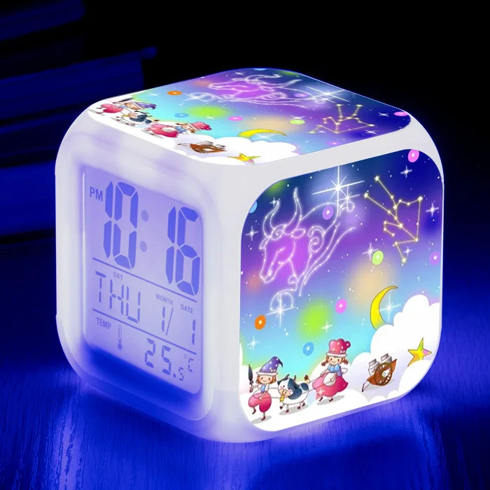 Fashion Zodiac Chart Printed Alarm Clock Colorful LED Digital Children Creative Bedroom Desk Alarm Clock Decorations
Fashion Zodiac Chart Printed Alarm Clock Colorful LED Digital Children Creative Bedroom Desk Alarm Clock Decorations