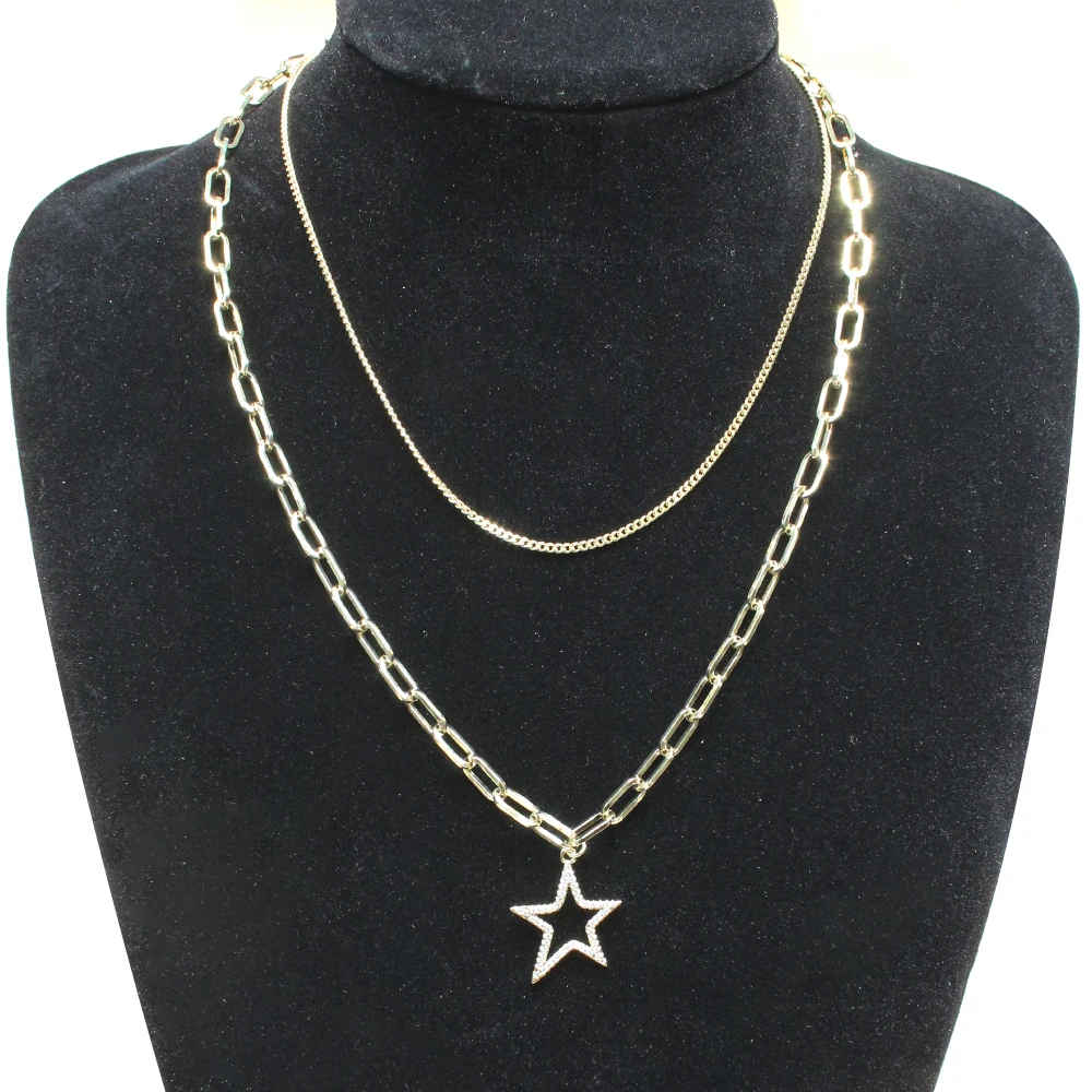 

Ожерелье-цепочка с подвеской в виде звезды для женщин и девушек, массивное ожерелье-чокер золотого цвета, Подарочная бижутерия в стиле бохо