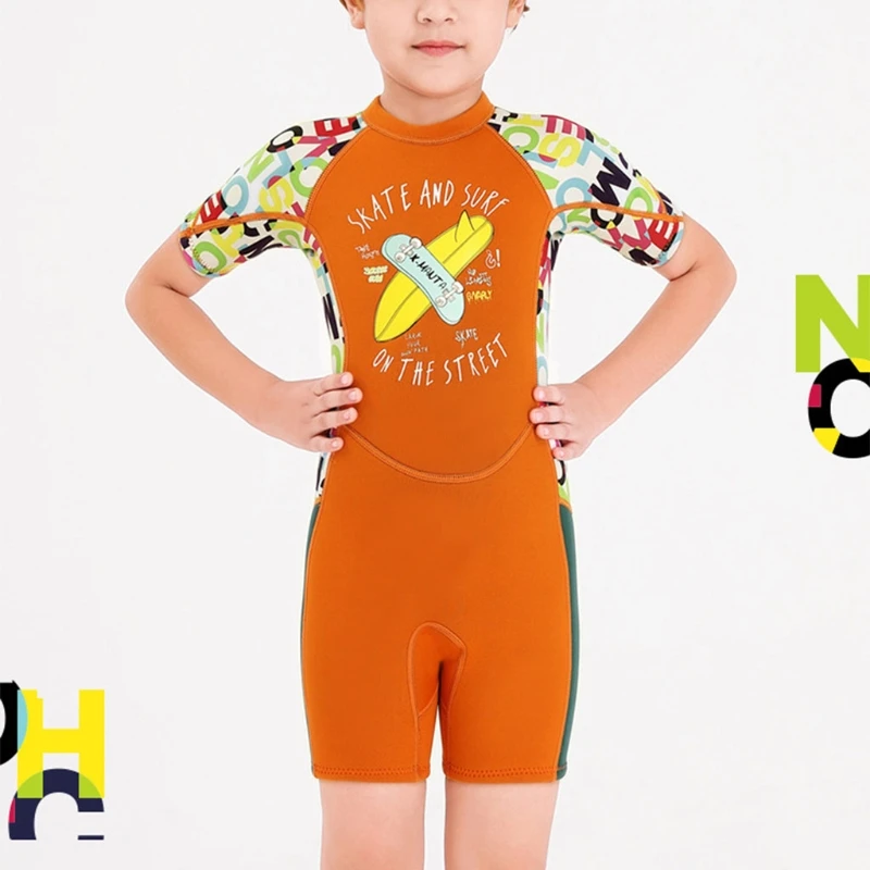 One-piece Short Sleeve Kids Wetsuit Thickening Warm Snorkeling Surfing Swimwear Q9QB 
One-piece Short Sleeve Kids Wetsuit Thickening Warm Snorkeling Surfing Swimwear Q9QB