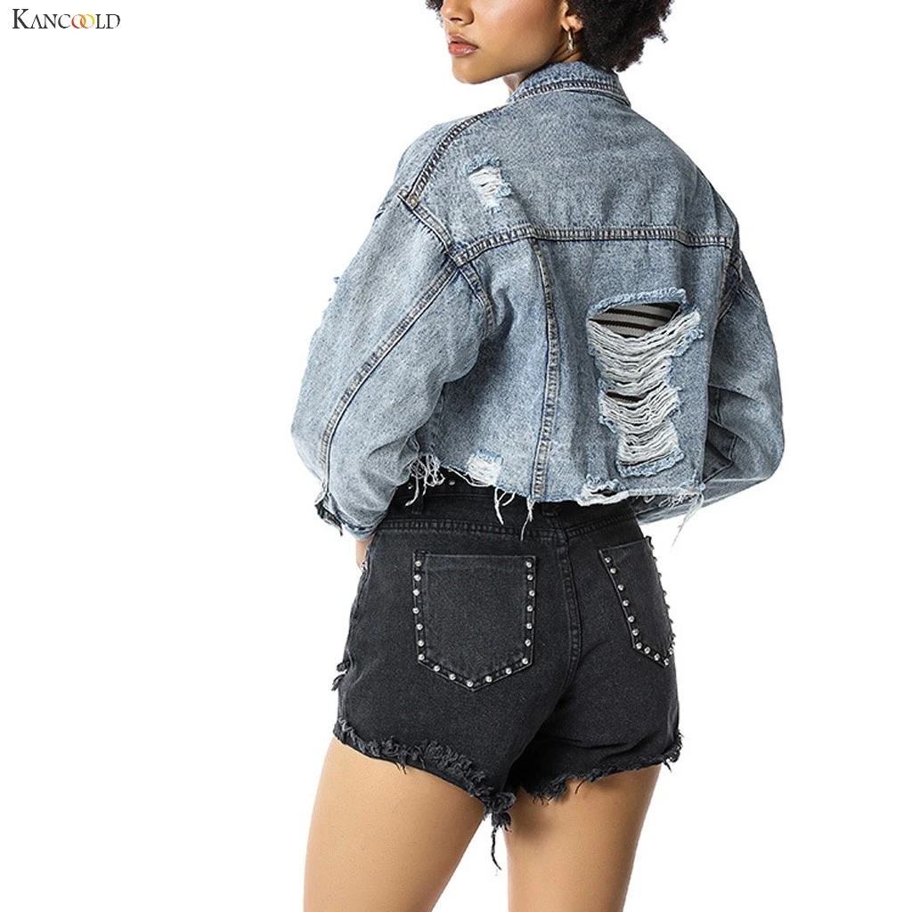 KANCOOLD coats Women's Casual Hole Long Sleeve Pocket Button Denim Outcoat Winter fashion new coats and jackets women 2019Oct23 
KANCOOLD coats Women's Casual Hole Long Sleeve Pocket Button Denim Outcoat Winter fashion new coats and jackets women 2019Oct23