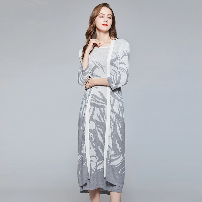 Suits Women Two Pieces Set Casual Style Linen Viscose Blended Knitting O Neck Three Quarter Sleeve Dress New Fashion
Suits Women Two Pieces Set Casual Style Linen Viscose Blended Knitting O Neck Three Quarter Sleeve Dress New Fashion